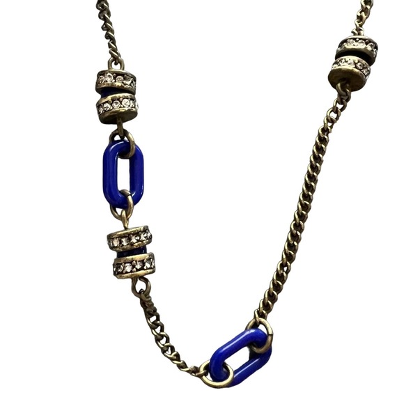 J. Crew Blue Chainlink Necklace - Picture 1 of 6